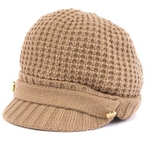 Michael Kors Brown Thermal Peak Knit Visor Beanie